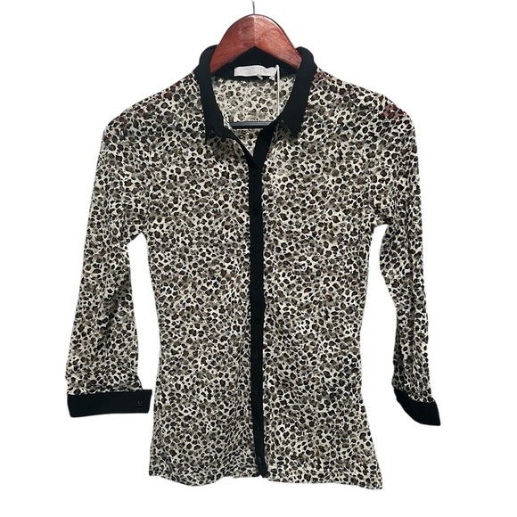Anne Fontaine Pyla Semi Sheer Animal Print, Button Up Blouse, New with Tags - Picture 3 of 9